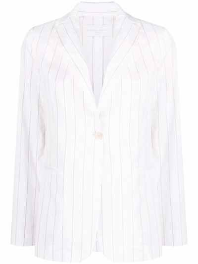 Shop Fabiana Filippi Striped Single Breasted Jacket In White