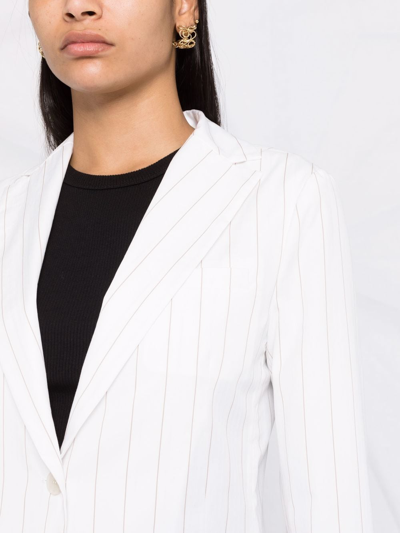Shop Fabiana Filippi Striped Single Breasted Jacket In White