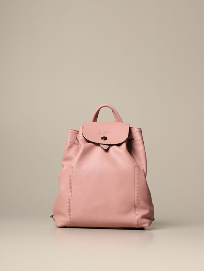 Longchamp Le Pliage Cuir Backpack In Pink