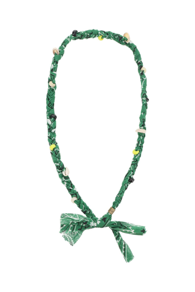 Shop Alanui Bandana Printed Tied Fastened Necklace In Green