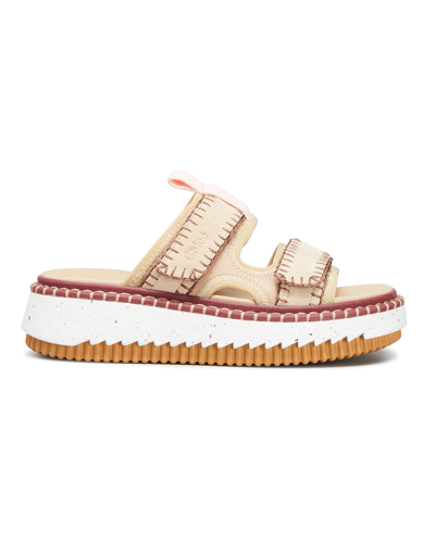 Shop Chloé Lilli Double-strap Platform Slide Sandals In Pale Blush
