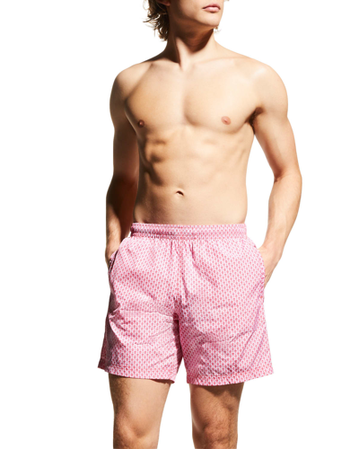 Shop Alexander Mcqueen Men's Skull Dots Swim Shorts In Navy-pink