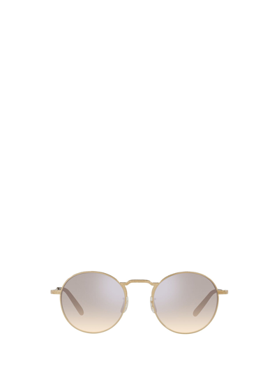 Shop Oliver Peoples Round Frame Sunglasses In Gold