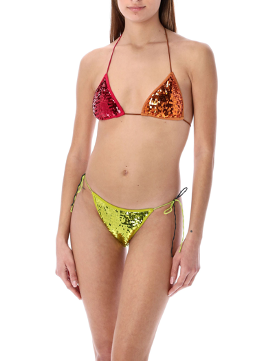 Shop Oseree Oséree Microkini Sequin Embellished Bikini Set In Multi