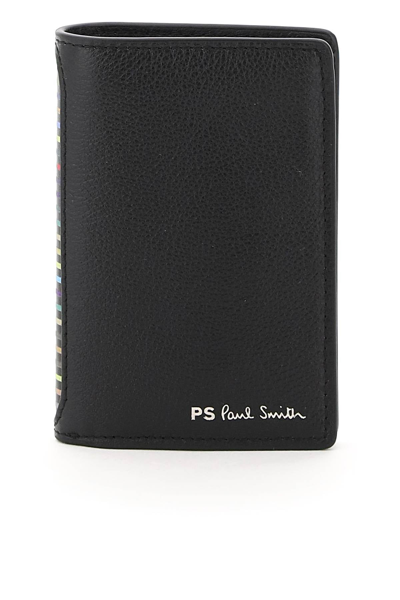 Shop Ps By Paul Smith Ps Paul Smith Logo Printed Stripe Detailed Wallet In Black