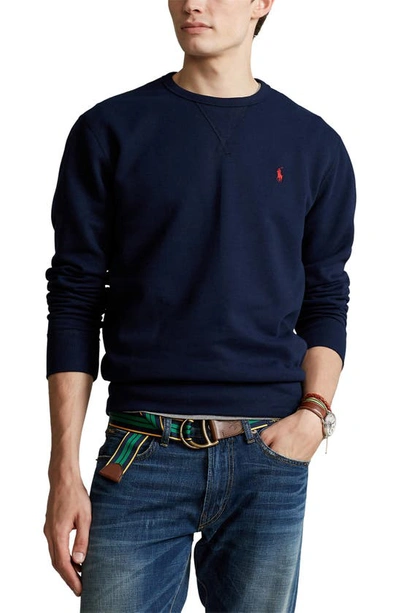 Shop Polo Ralph Lauren Fleece Crewneck Sweatshirt In Cruise Navy