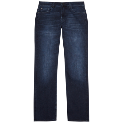 Shop 7 For All Mankind Standard Blue Straight-leg Jeans In Dark Blue