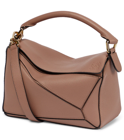 Puzzle Small Leather Shoulder Bag In Dark Blush