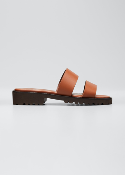 Shop Manolo Blahnik Gadmu Lug-sole Leather Flat Sandals In Mbrw2142