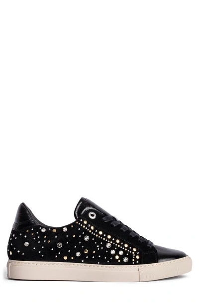Zadig & Voltaire Women's Vintage Patent Embellished Low Top Sneakers In Noir