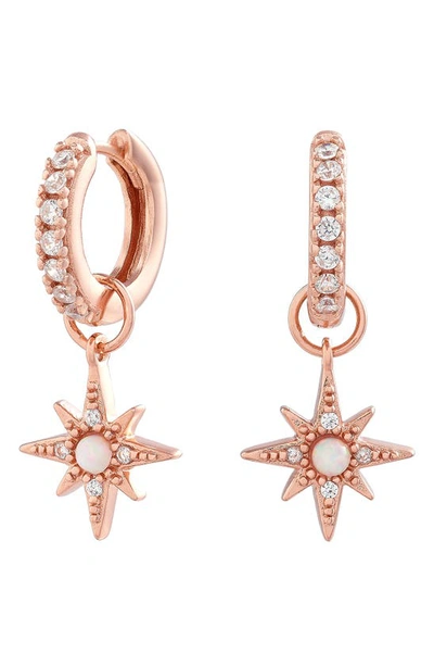 Shop Olivia Burton Celestial Star Drop Huggie Hoop Earrings In Rose Gold