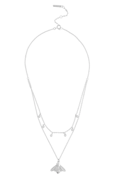 Shop Olivia Burton Glitter Bee Layered Pendant Necklace In Silver