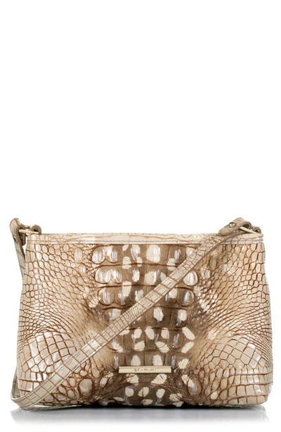 Shop Brahmin Lorelei Croc Embossed Leather Shoulder Bag In Doe