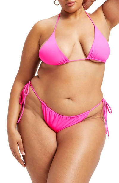 Shop Good American Tiny Ties Triangle Bikini Top In Hot Pink
