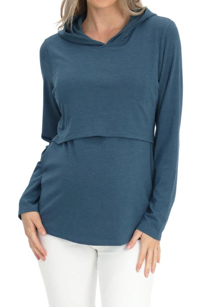 Angel Maternity Maternity/nursing Hoodie In Teal