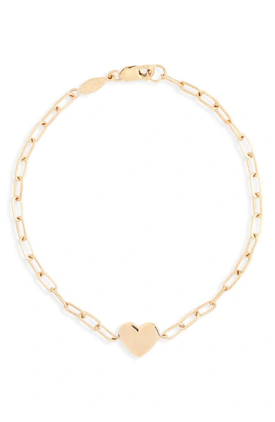 Shop Anzie Amour Engravable Heart Pendant Bracelet In Gold