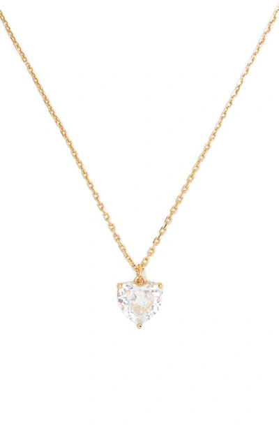 Shop Kate Spade My Love Cubic Zirconia Heart Pendant Necklace In Clear/ Gold