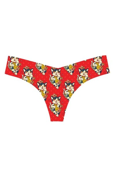 Shop Commando Print Thong In Lucky Kitty