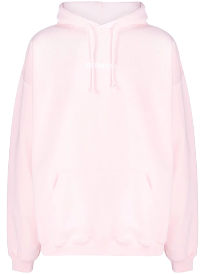 Shop Vetements Hooded Logo-print Sweat Top In Pink