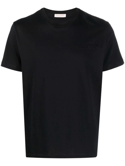 Shop Valentino Embossed Logo T-shirt In Black