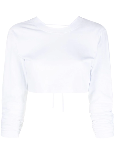 Shop Jacquemus Cropped Cut-out Cotton T-shirt In White