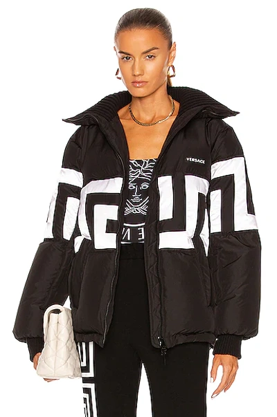 Shop Versace Greca Jacket In Nero & Bianco