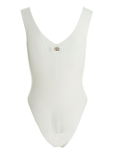 Shop Twinset Logo Plaque Sleeveless Bodysuit In White