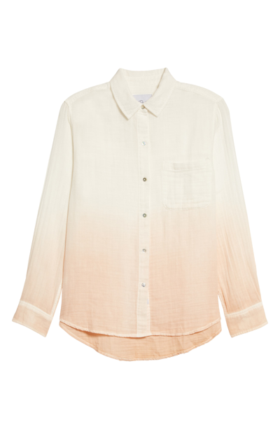 Shop Rails Ellis Cotton Shirt In White Blush Dip Dye