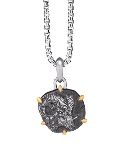 Shop David Yurman 17mm Aries Zodiac Amulet Enhancer Pendant In Silver
