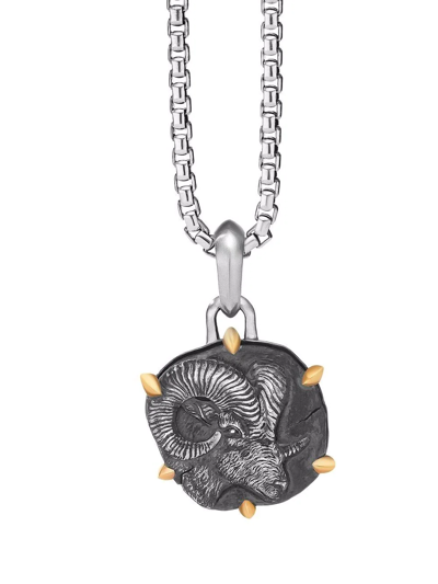 David Yurman Men's Sterling Silver & 18k Yellow Gold Zodiac Amulet Enhancer In Silver