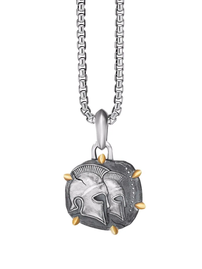 Shop David Yurman 17mm Gemini Zodiac Amulet Enhancer Pendant In Silver