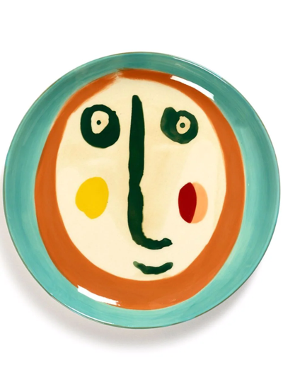 Shop Serax Feast Face 2 Abstract-print Plate In Blue