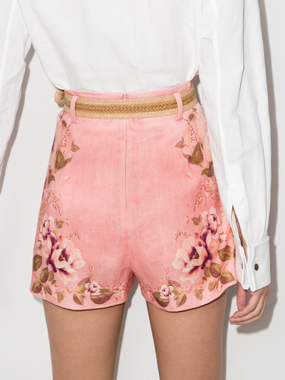 ROSA 花卉束腰短裤