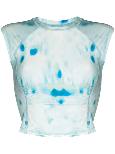Shop Frankies Bikinis Abstract-print Swim Top In Blue