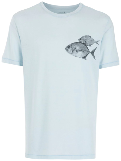 Shop Osklen Fishes Print Cotton T-shirt In Blue