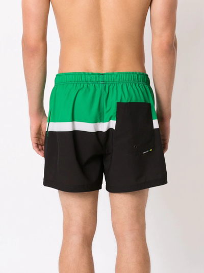 Shop Osklen Rive Stripe-print Swim Shorts In Green