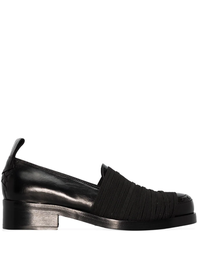 Stefan Cooke Elastic Almond-toe Panel-detail Loafers In Black