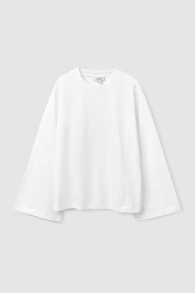 Shop Cos Relaxed-fit Flared Sleeve T-shirt In White