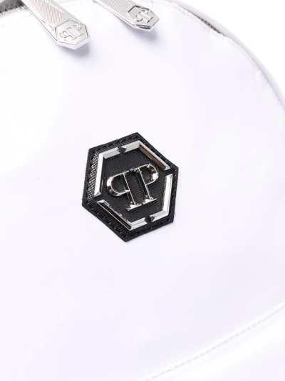 Shop Philipp Plein Hexagon Logo Backpack In White