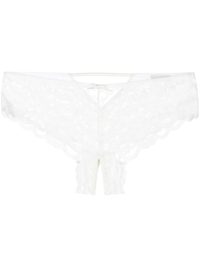 Shop Fleur Du Mal Charlotte Crotchless Panties In White
