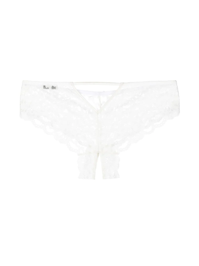 Shop Fleur Du Mal Charlotte Crotchless Panties In White