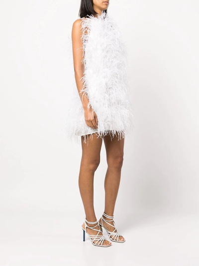 Cult Gaia Emi Feather Embellished Mini Dress In White