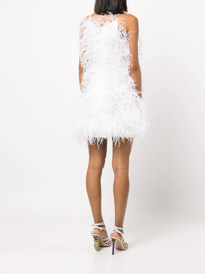 Cult Gaia Emi Feather Embellished Mini Dress In White