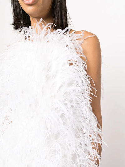 Cult Gaia Emi Feather Embellished Mini Dress In White