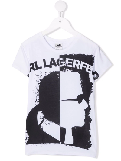 Shop Karl Lagerfeld Logo Crew-neck T-shirt In White