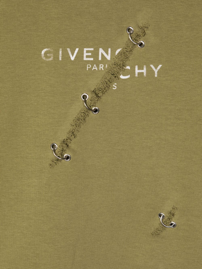 Shop Givenchy Trompe L'oeil Distressed Sweatshirt In Green