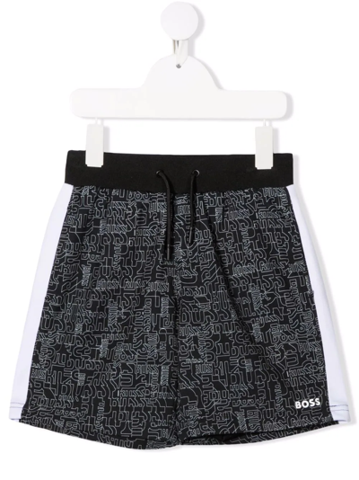 Shop Bosswear All-over Logo Track Shorts In Black