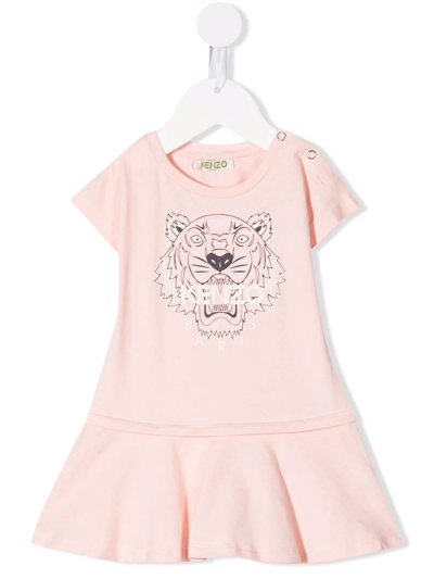 Shop Kenzo Tiger Logo-print T-shirt Dress In Pink