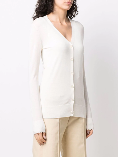Chloé Scallop-cuff Wool Cardigan In Neutrals