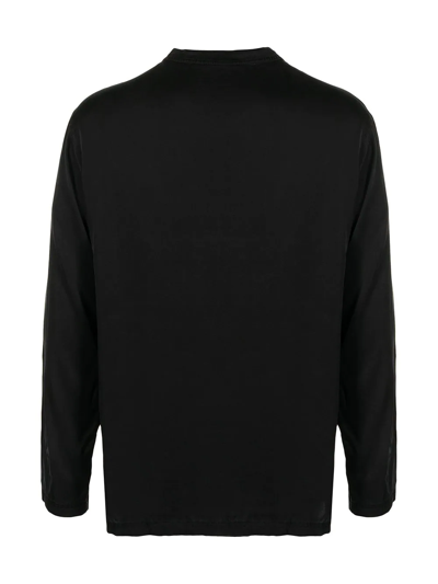 Shop Tom Ford Henley Stretch-silk Loungewear Shirt In Black